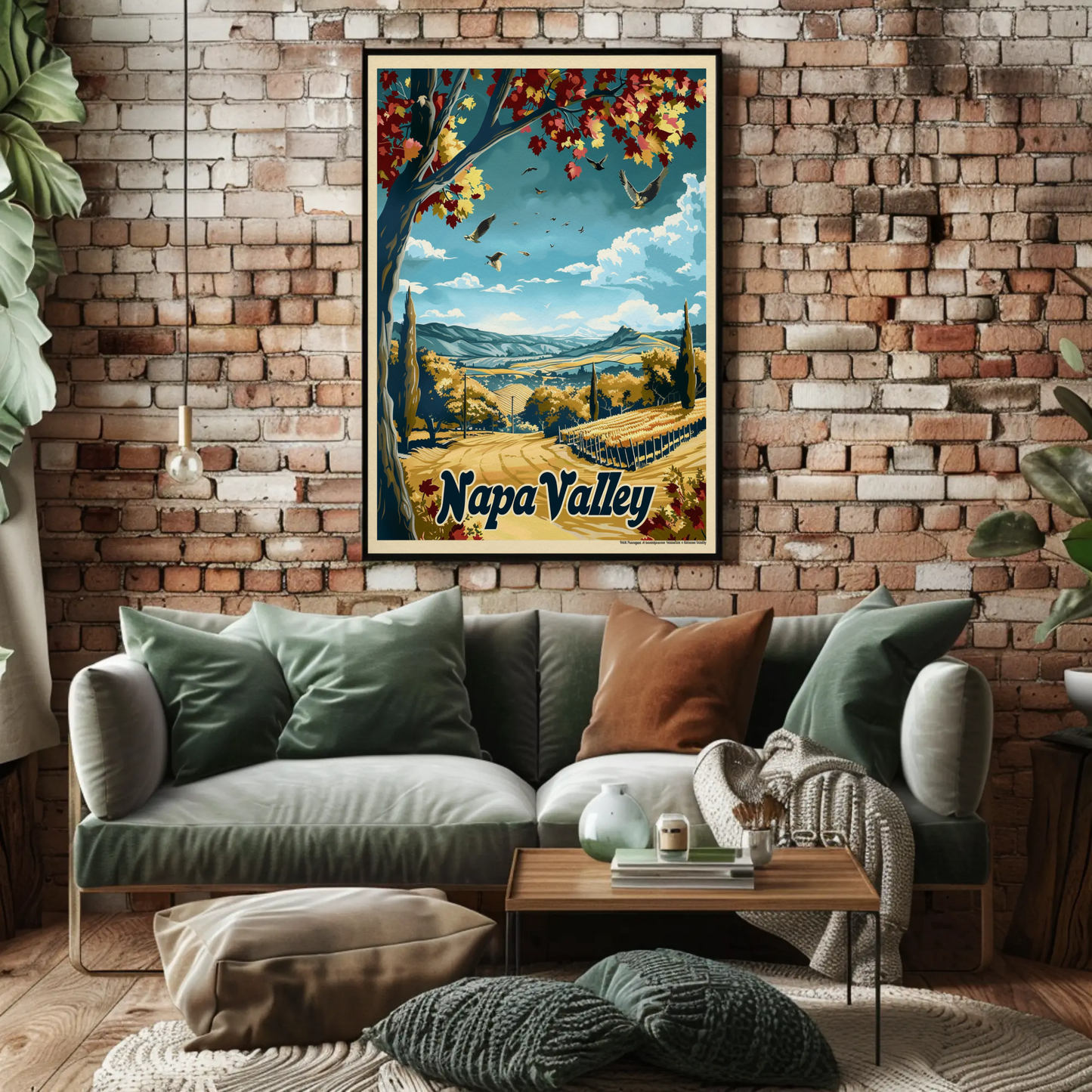 Napa Valley Fall Vineyard Landscape Travel Poster