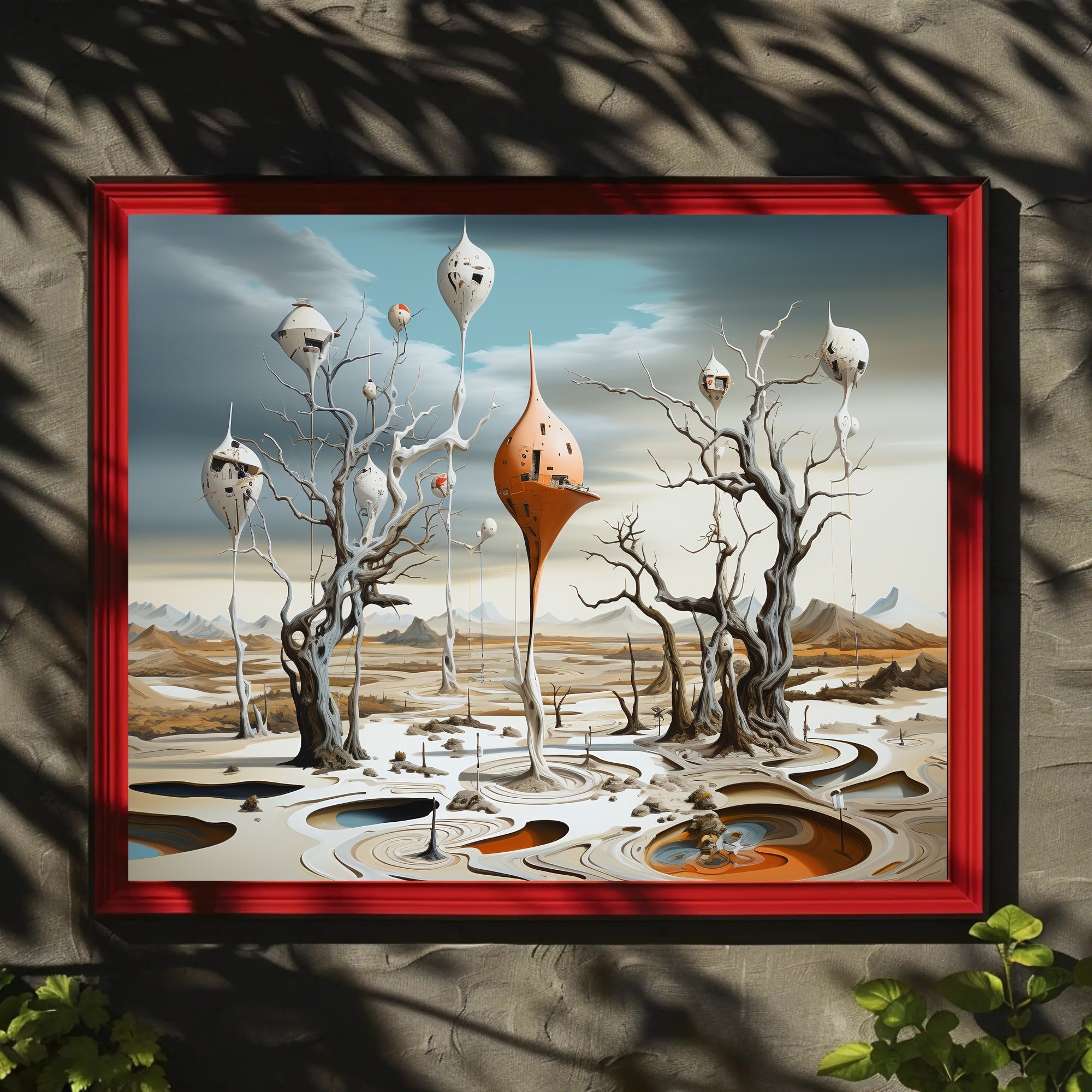 Surreal Landscape with Futuristic Tree-Pods: Sci-Fi Poster