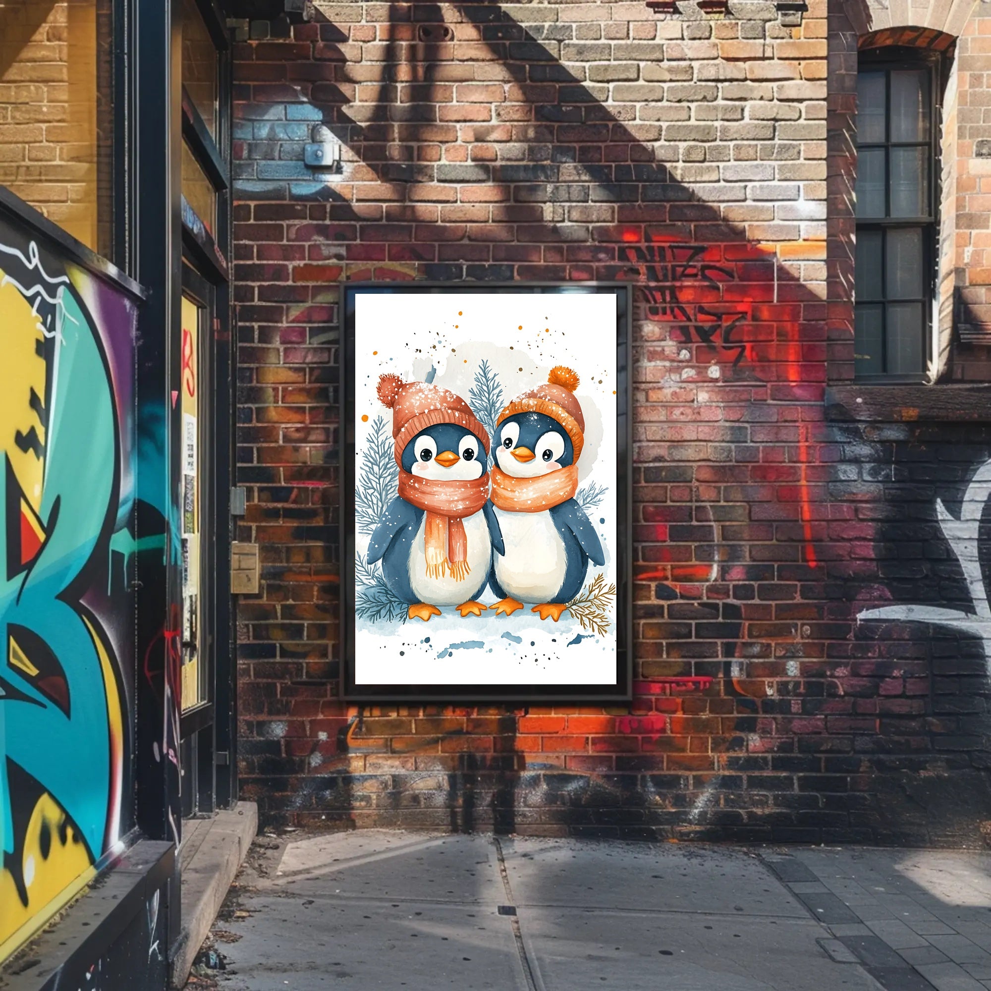 Charming Winter Penguins in Whimsical Animal Poster