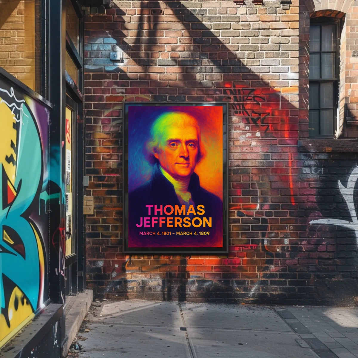 Thomas Jefferson 3rd President of the United States Neon Gradient Overlay Poster