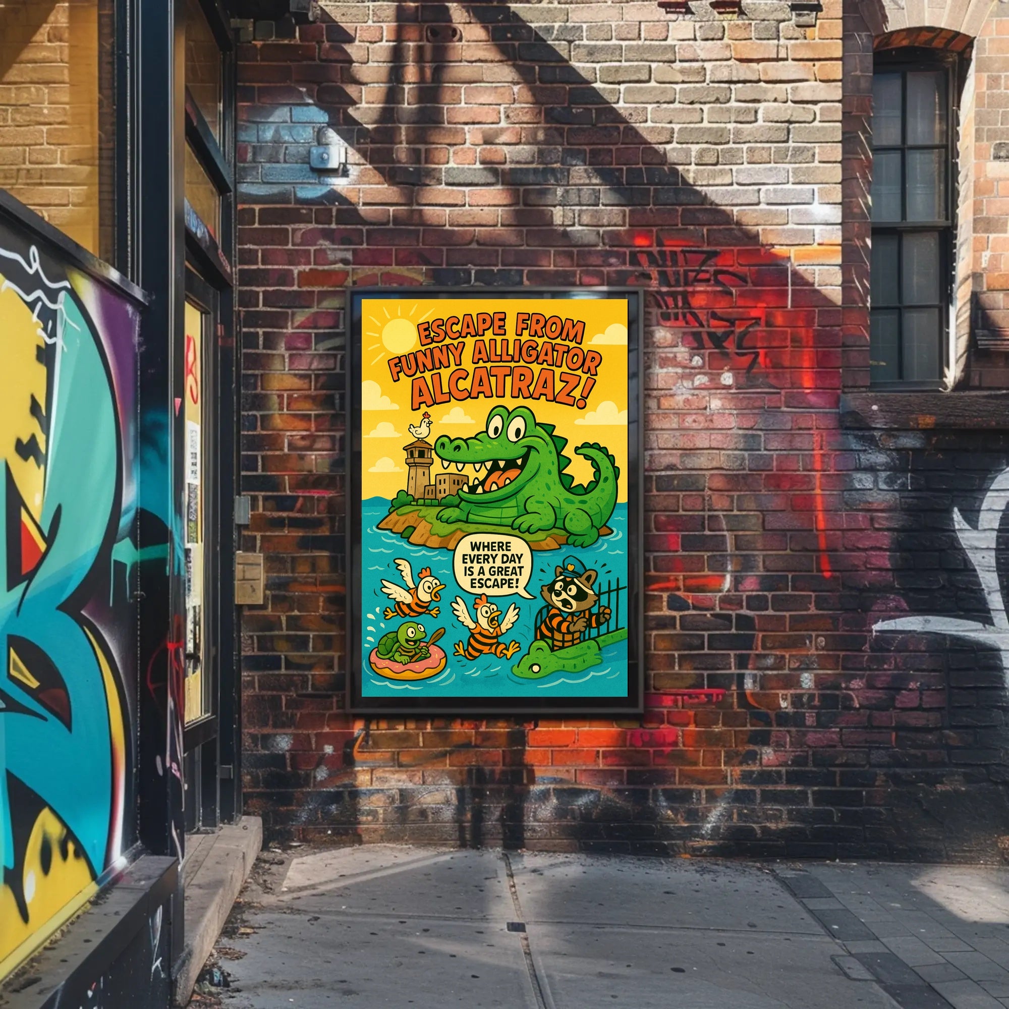 Escape from Funny Alligator Alcatraz Poster PosterGoat