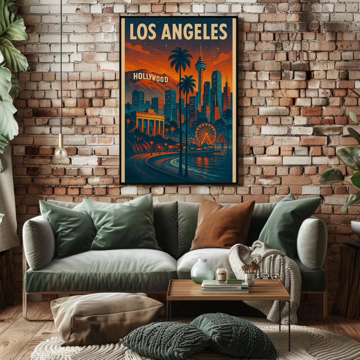 Los Angeles Hollywood Sunset Travel Poster