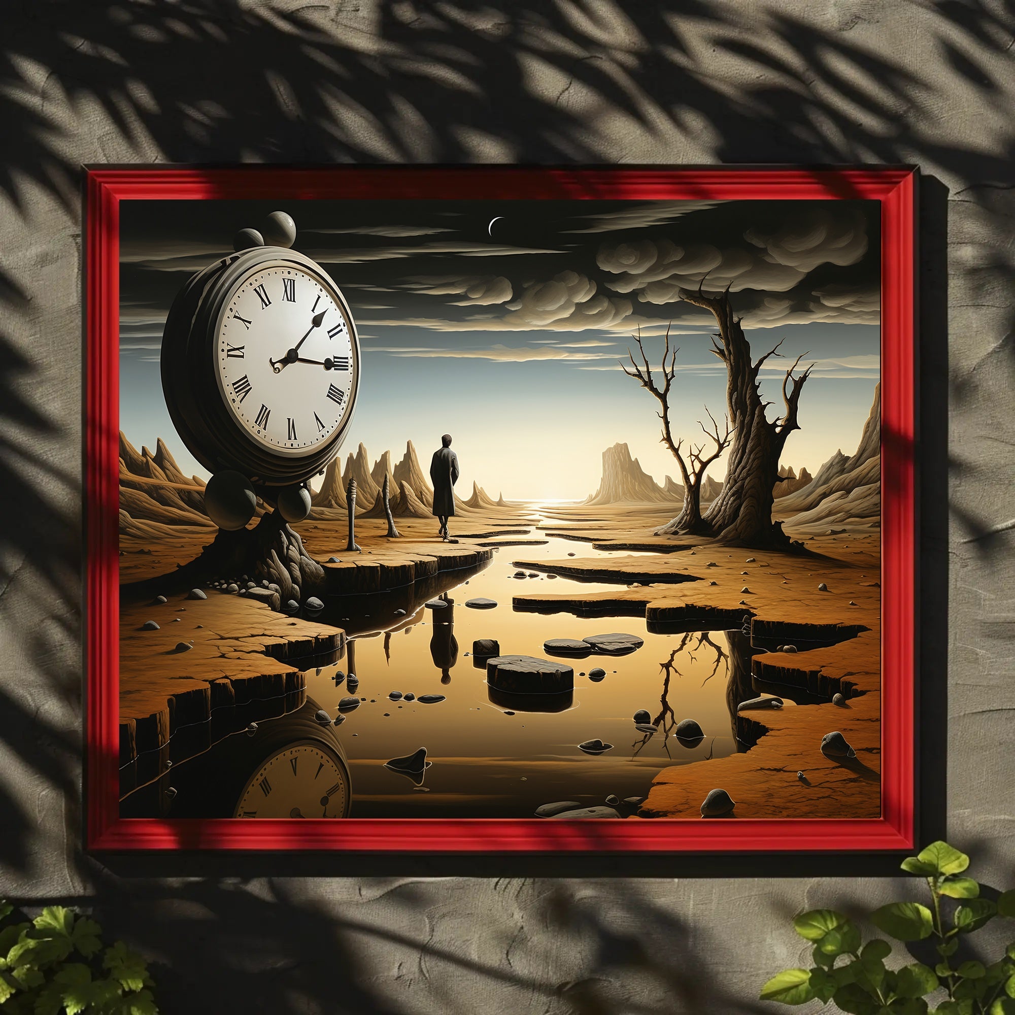 Timeless Surreal Landscape with Clock Artistic Poster