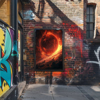 Fiery Cosmic Planet Sci-Fi Art Poster PosterGoat