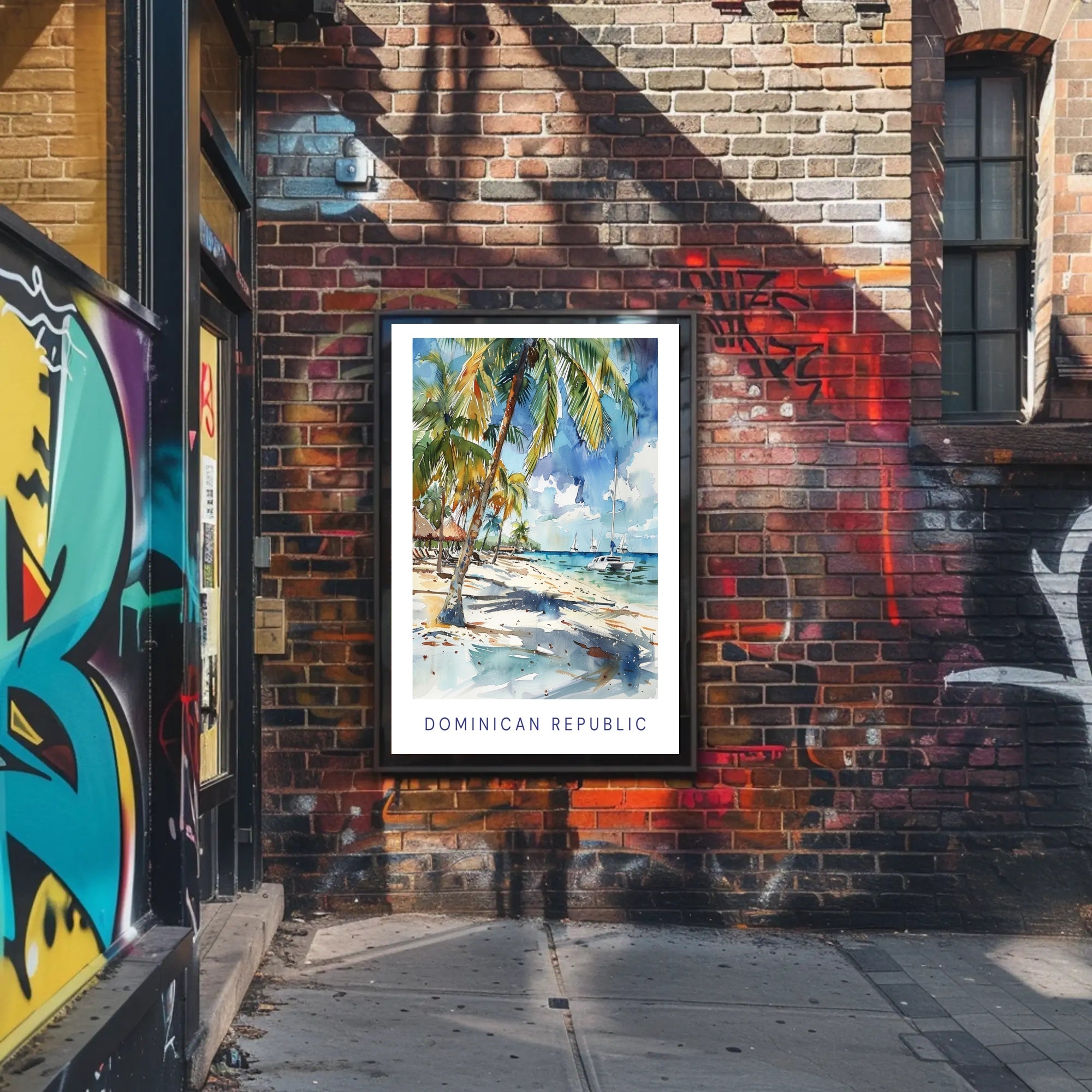 Tropical Beach Paradise in Watercolor Travel Poster PosterGoat