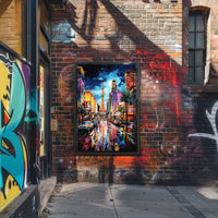 Vibrant Cityscape Nightlife Surreal Parisian Dream Artistic Poster