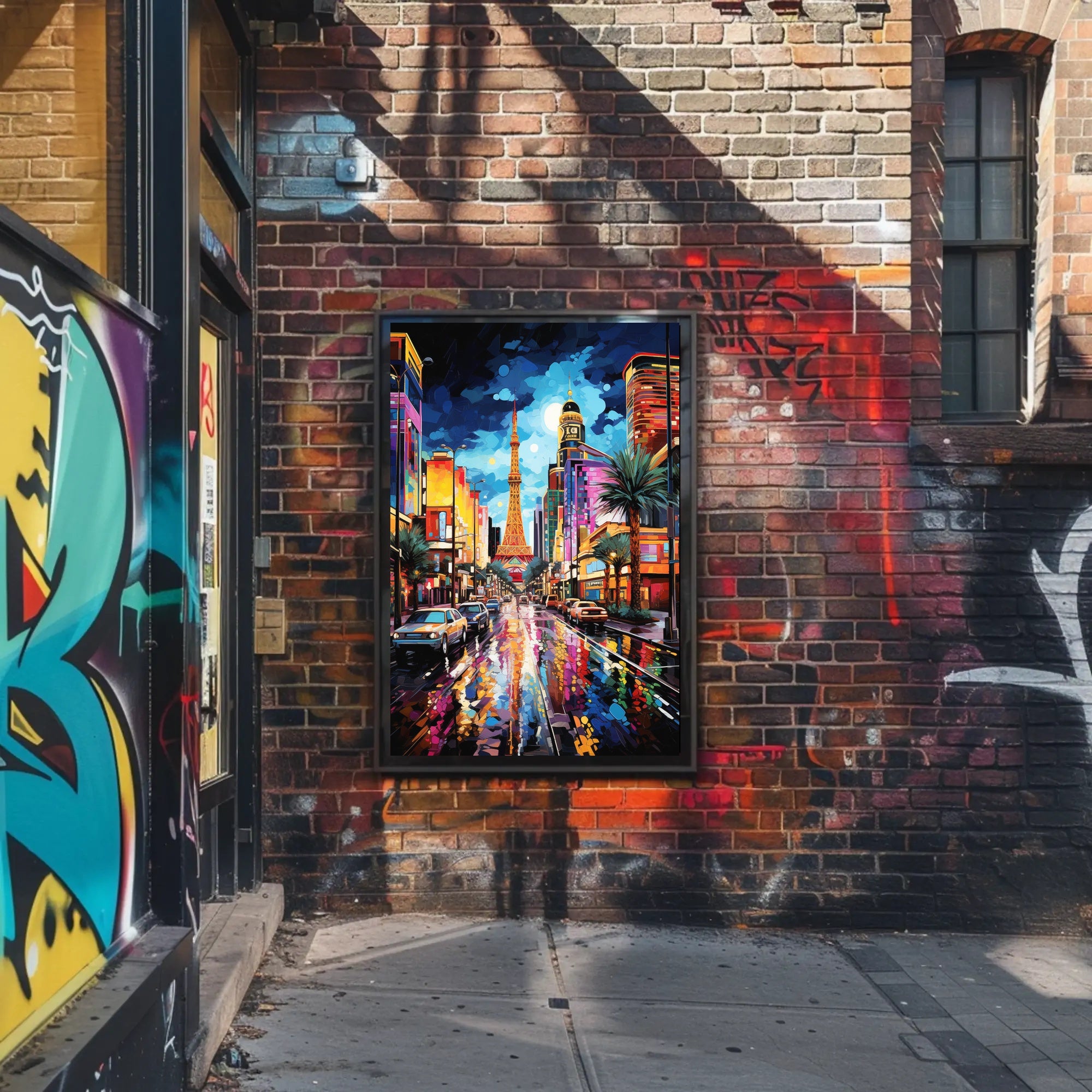 Vibrant Cityscape Nightlife Surreal Parisian Dream Artistic Poster