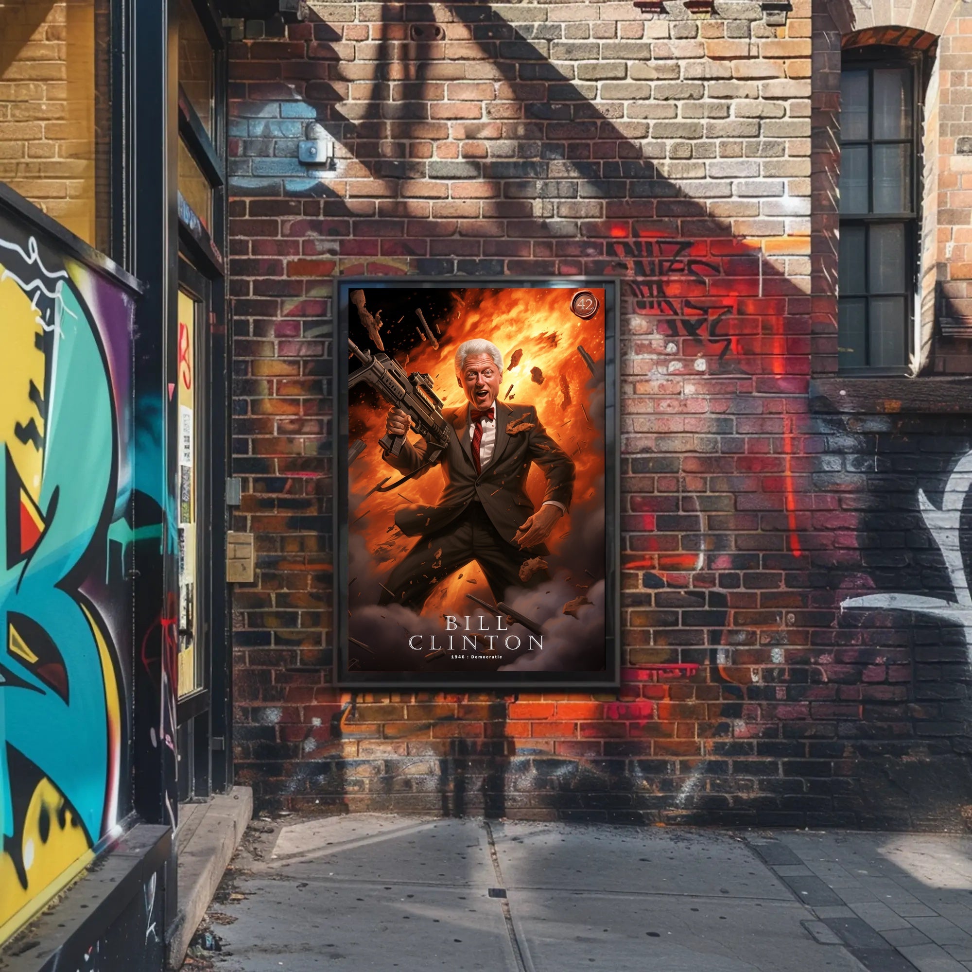 Bill Clinton Funny President Cartoon Poster