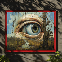 Surrealist Eye in Dystopian Post-Apocalyptic Landscape Poster
