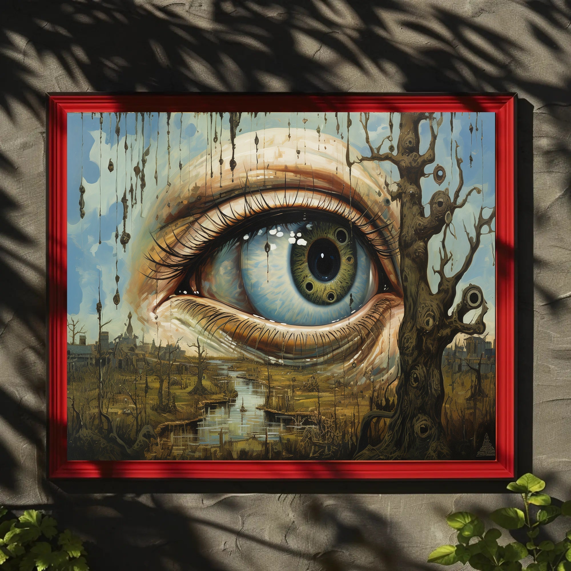 Surrealist Eye in Dystopian Post-Apocalyptic Landscape Poster