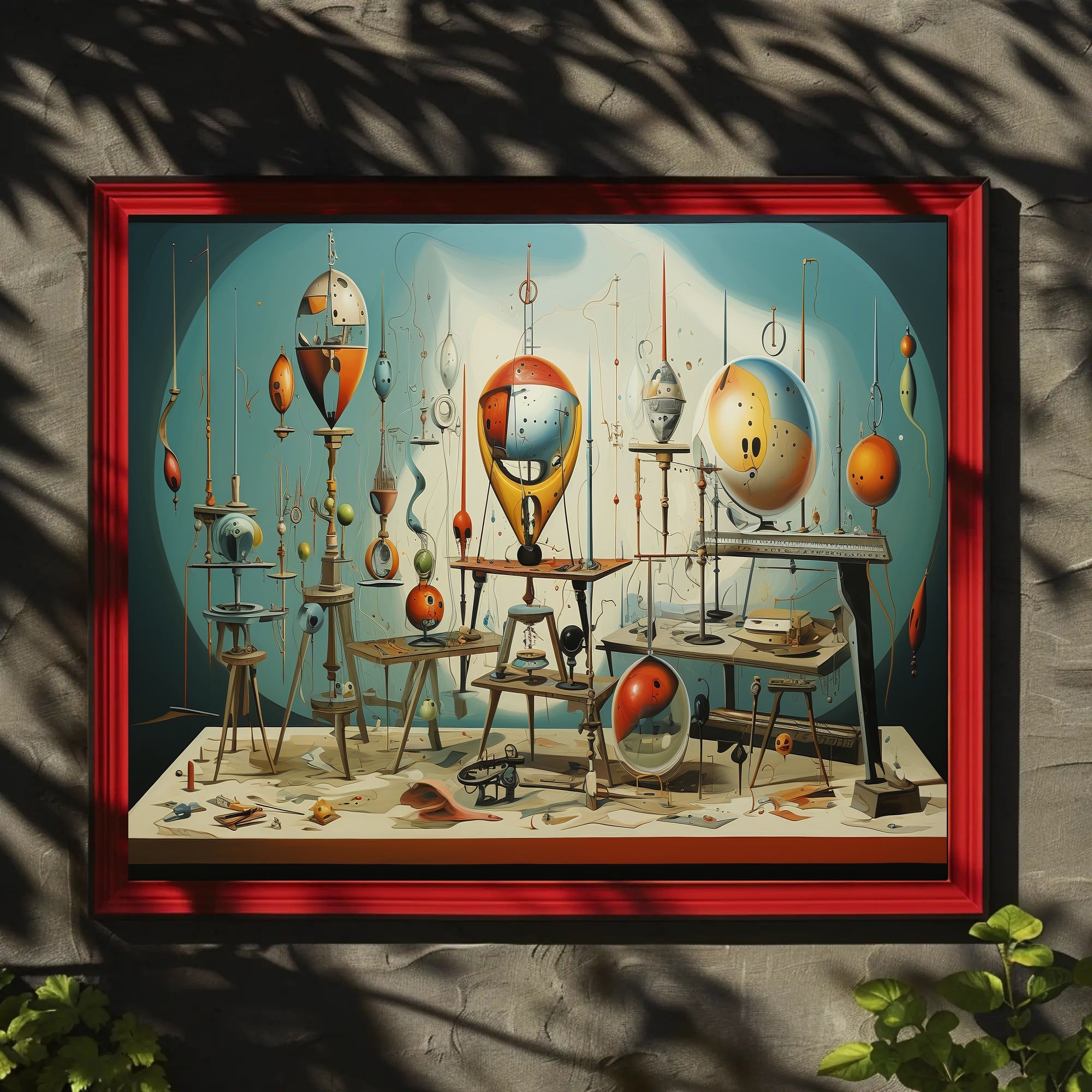 Surreal Mechanical Geometric Structures Abstract Artistic Poster