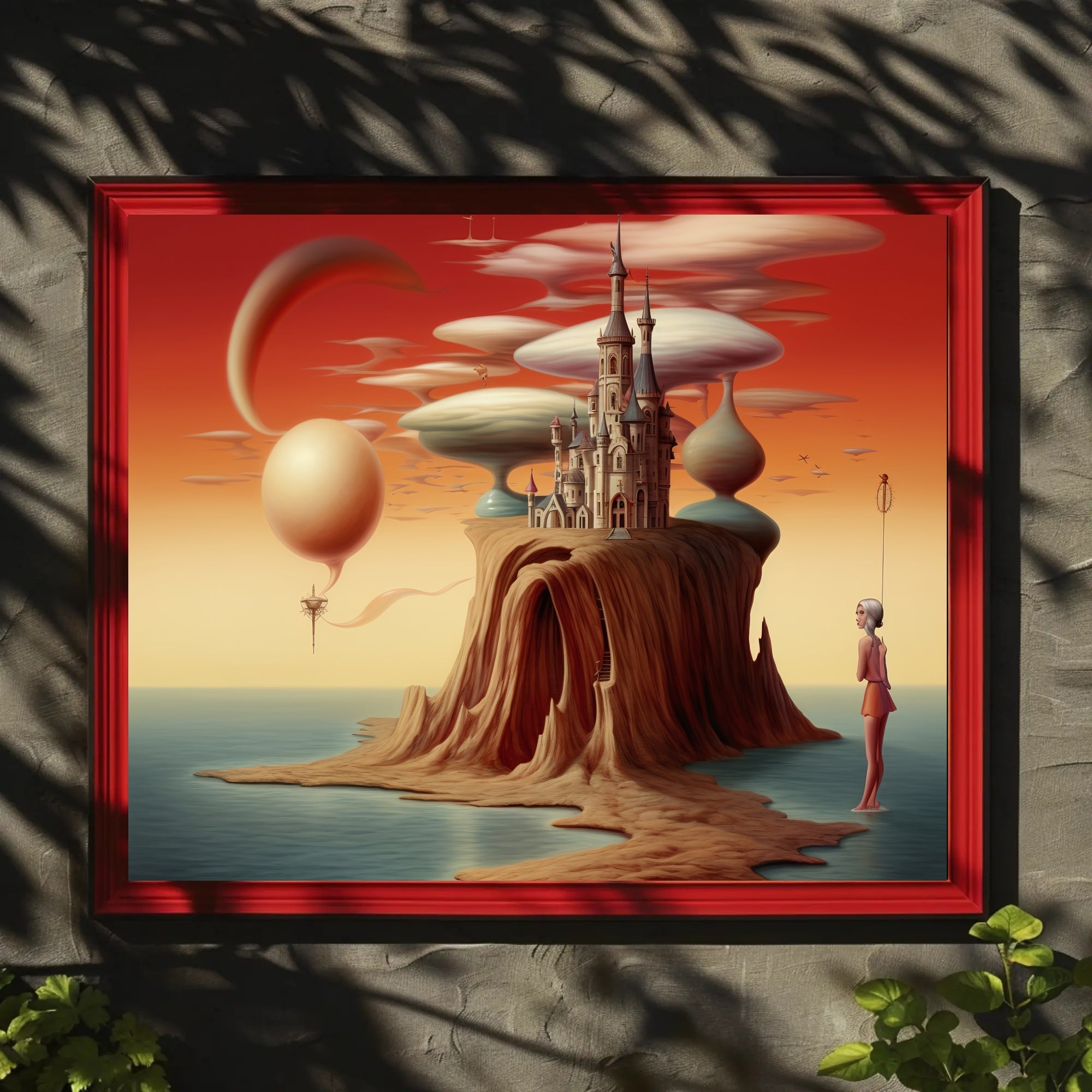 Whimsical Castle Fantasy Scene Surreal Art Poster