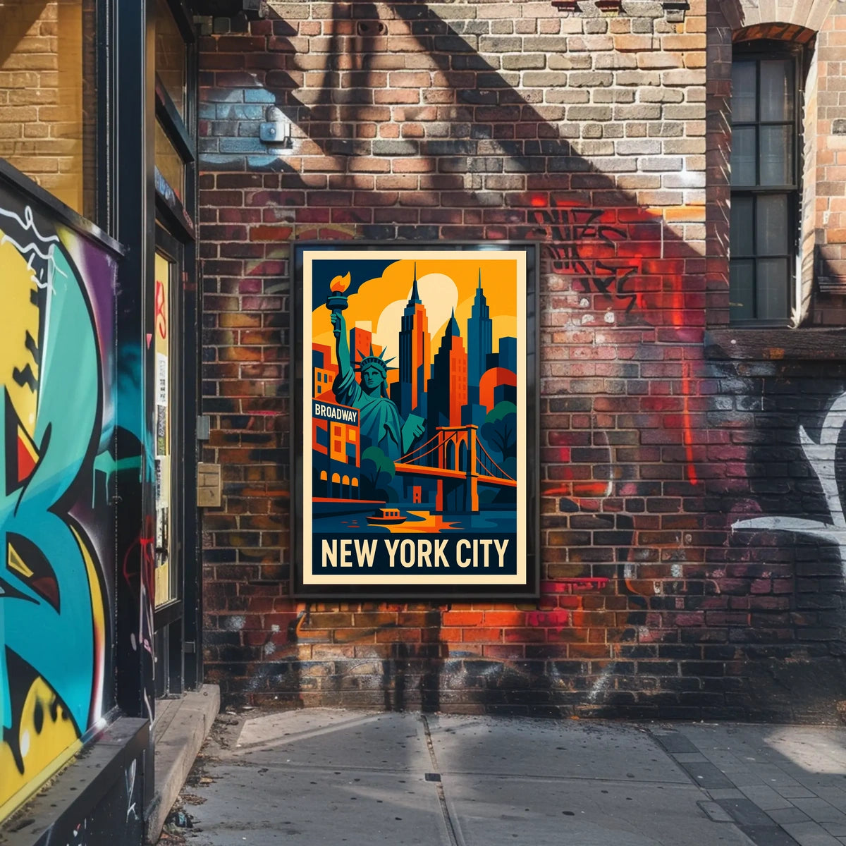 New York City Landmarks Vibrant Poster Modern Wall Art