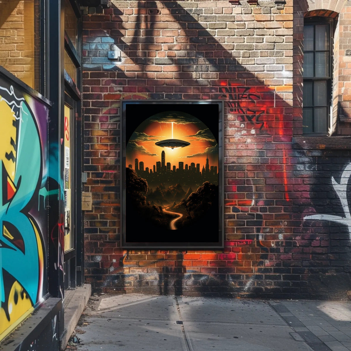 Alien Encounter at Sunset Poster