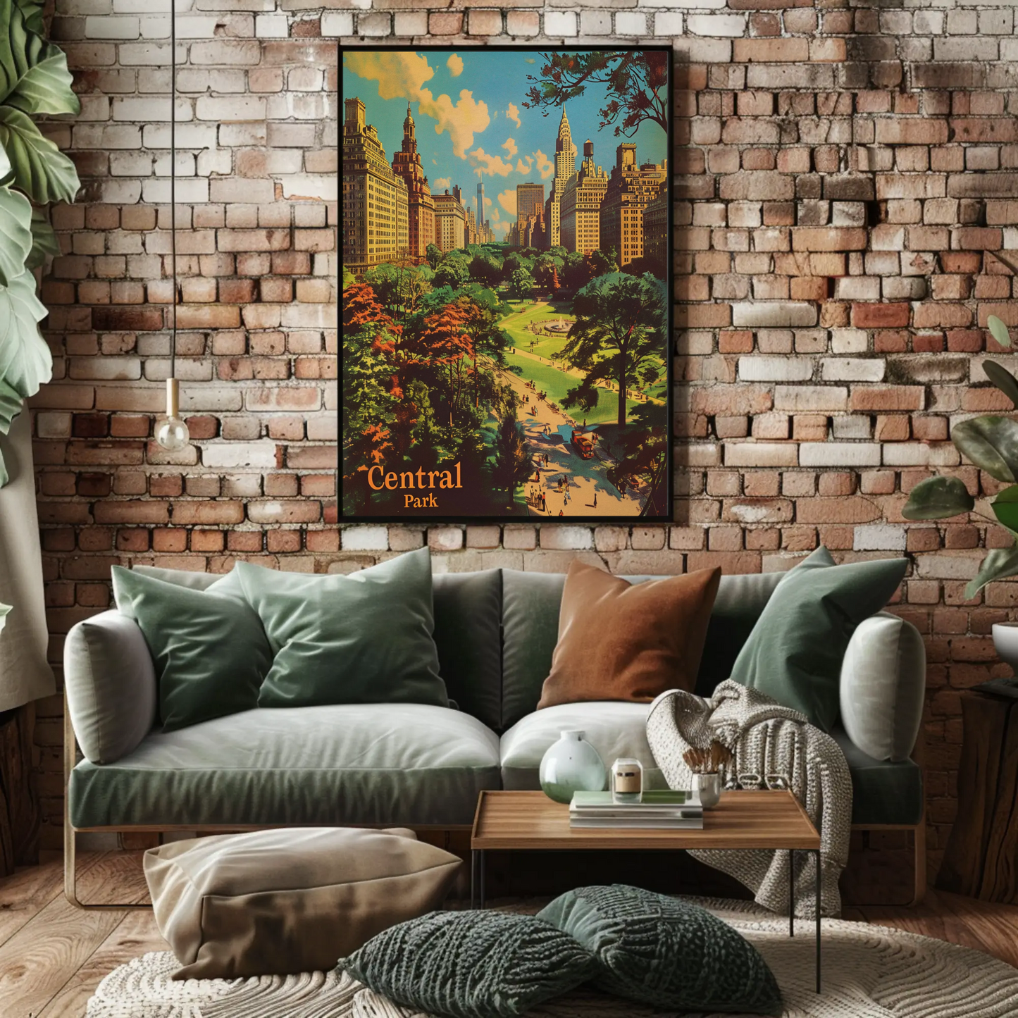 Central Park NYC Skyline Vintage Travel Poster