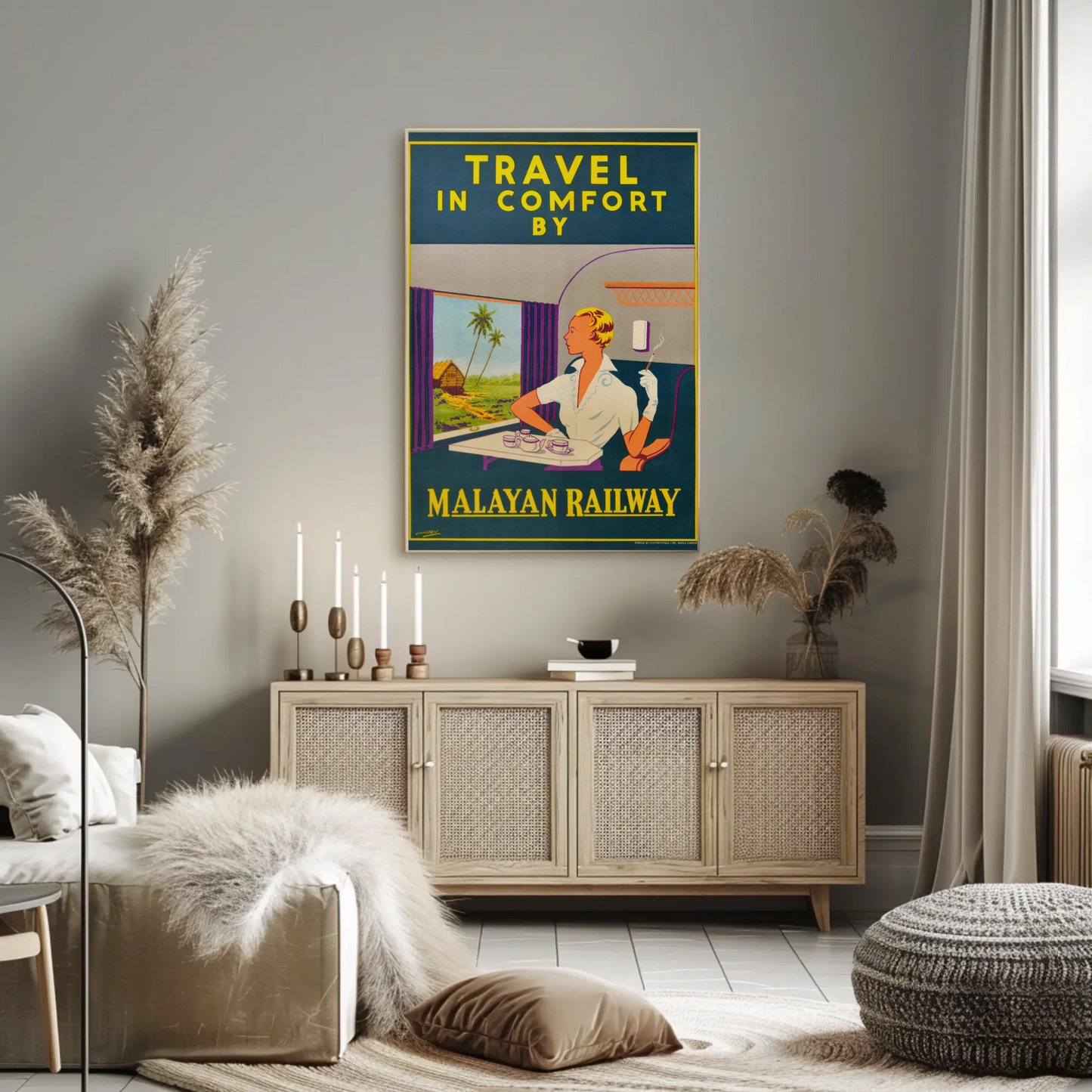 Malayan Railway - Travel in Comfort Vintage Travel Poster