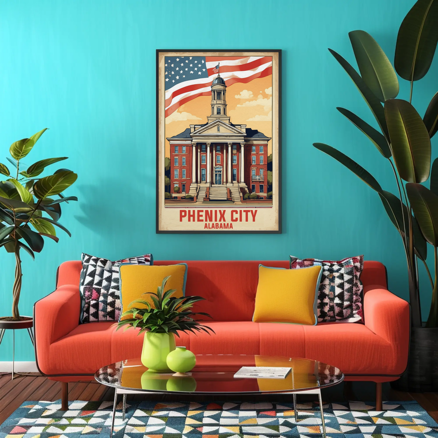 Phenix City Alabama Vintage Travel Poster Artwork