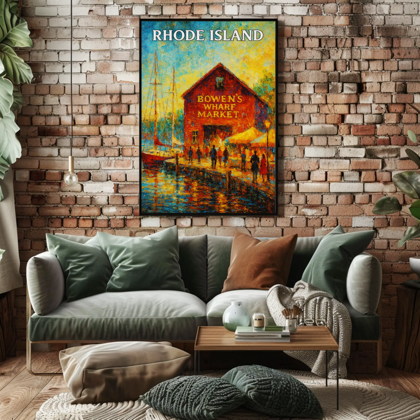Rhode Island Bowens Wharf Market Harbor Scene Travel Poster Travel Poster