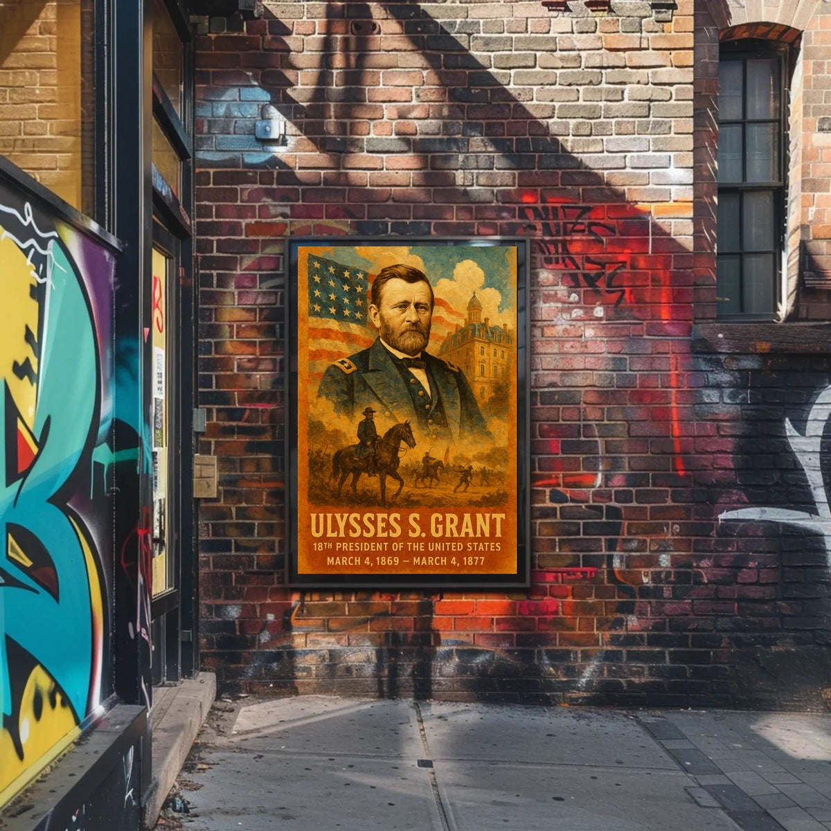 Ulysses S. Grant 18th President of the United States Layered Digital Collage Poster