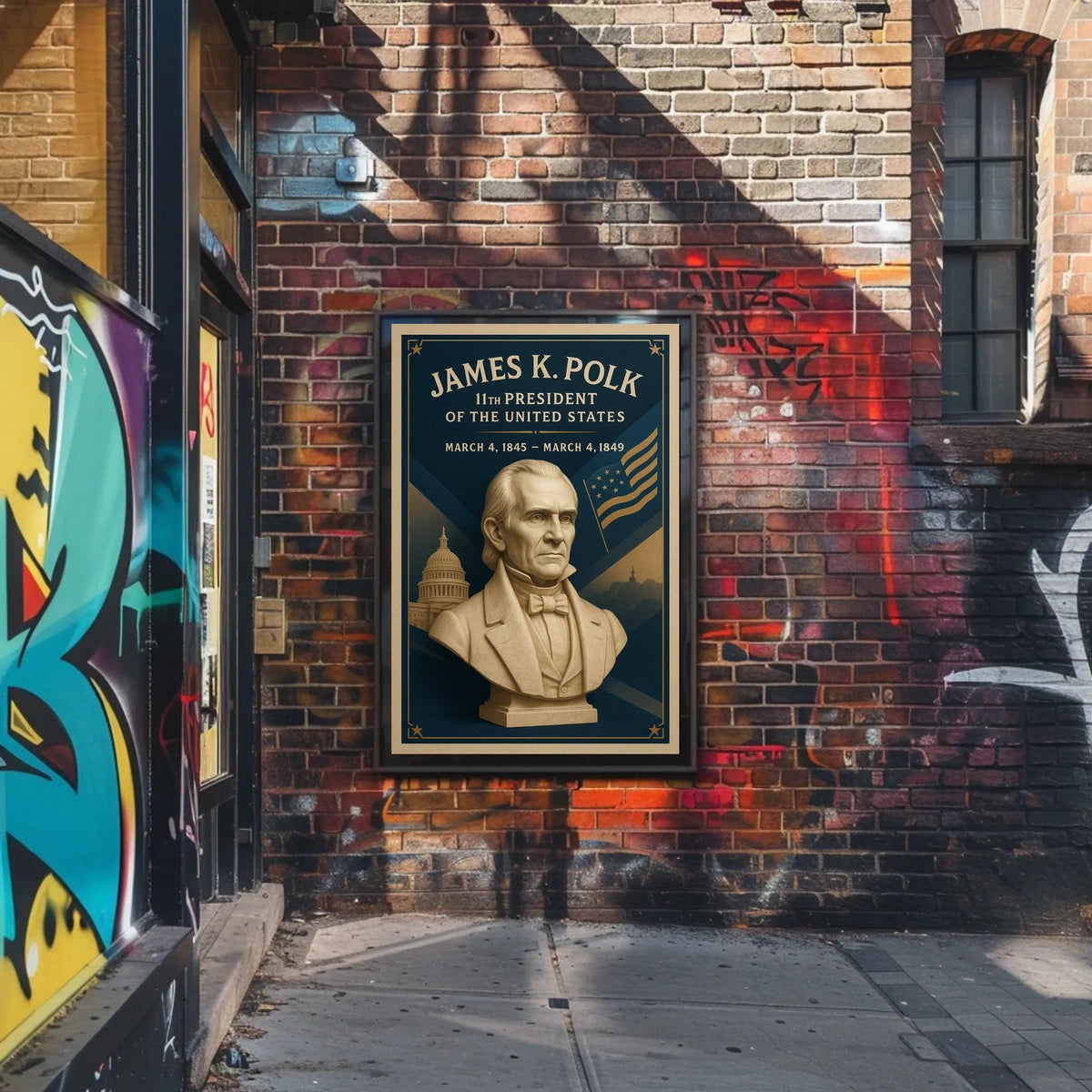 James K. Polk Bust Presidential History Poster
