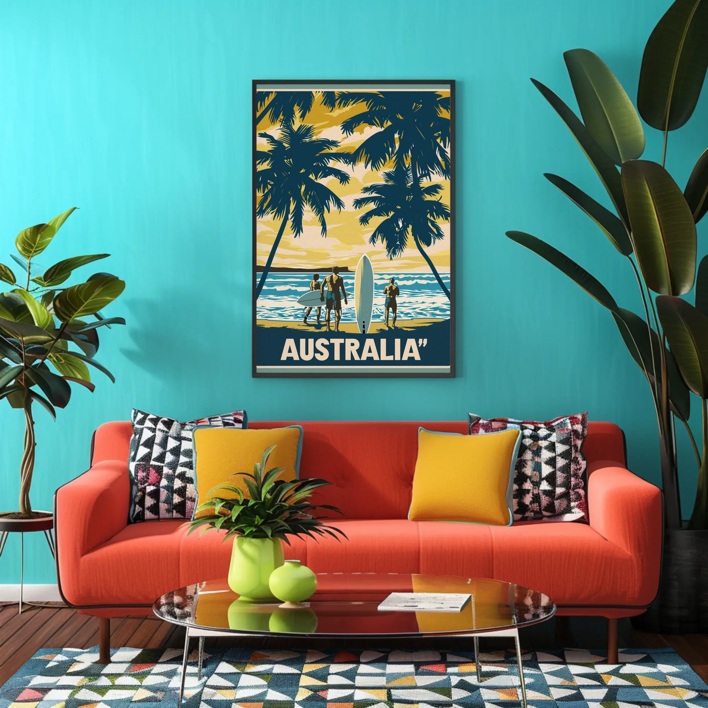 Vintage Travel Poster - Australia Surf Scene