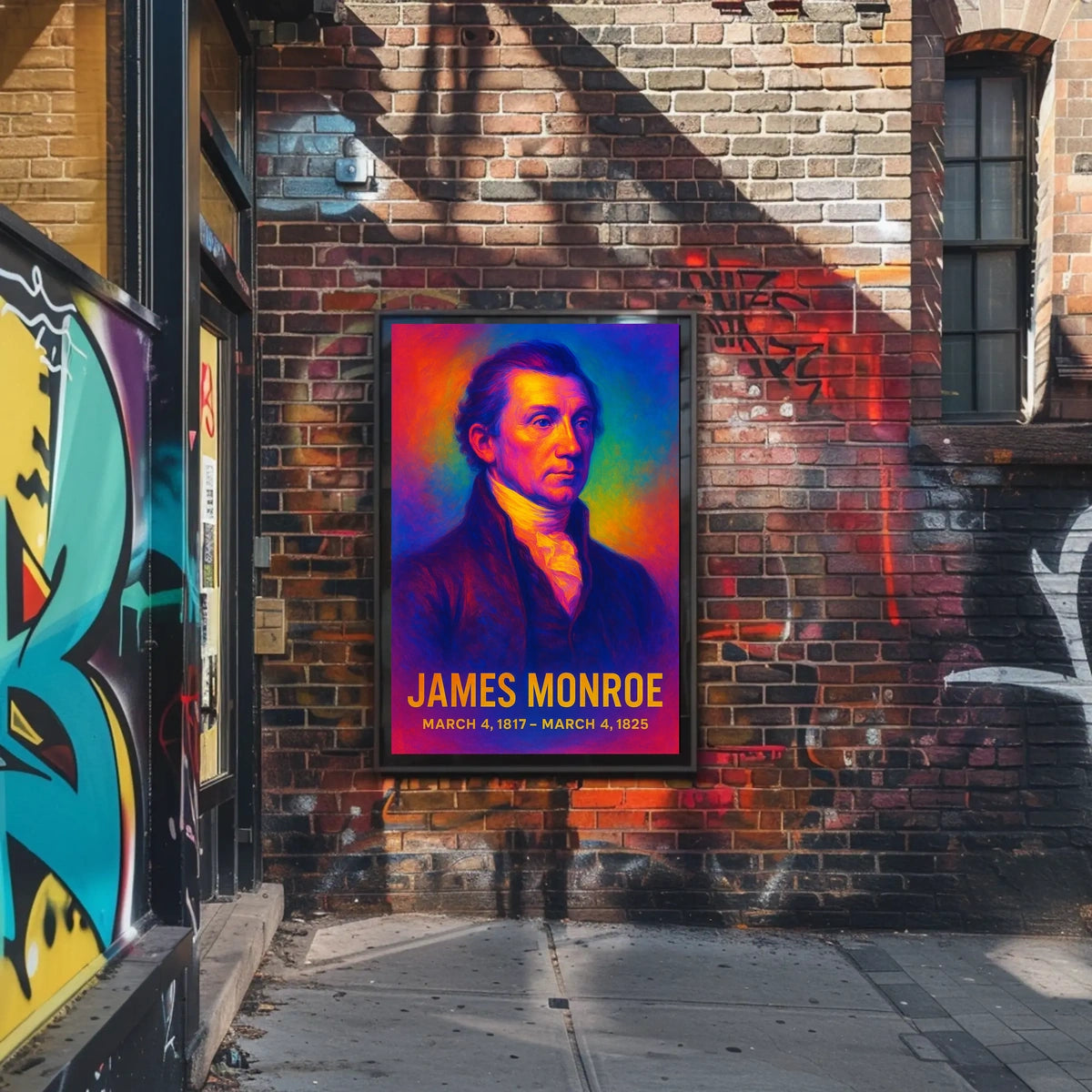 James Monroe 5th President of the United States Neon Gradient Overlay Poster