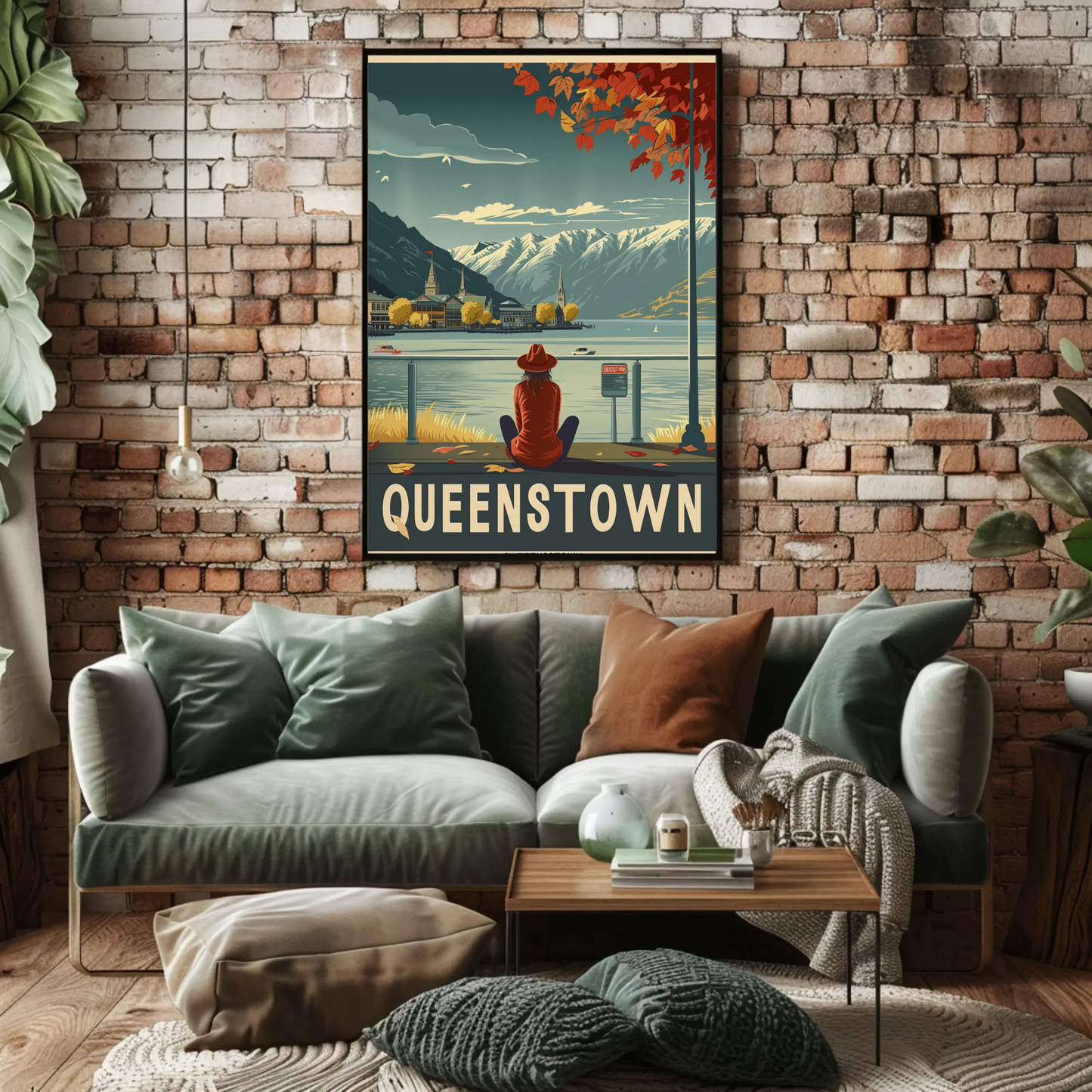 Queenstown New Zealand Lakeside Travel Poster