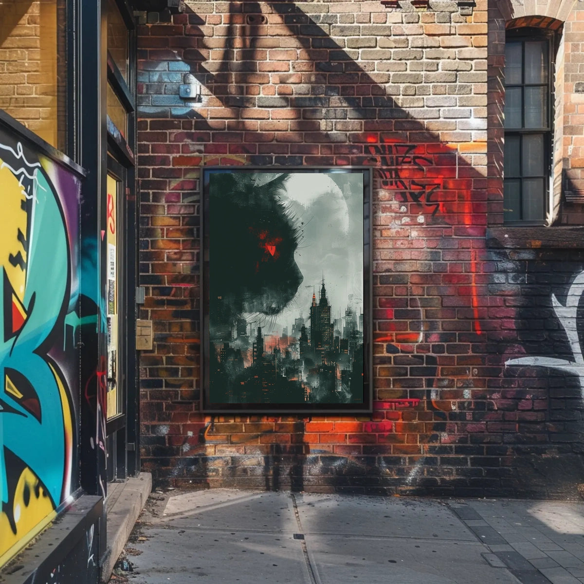 Cat Over Cityscape Poster