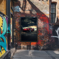 Red Supercar at Sunset Poster PosterGoat