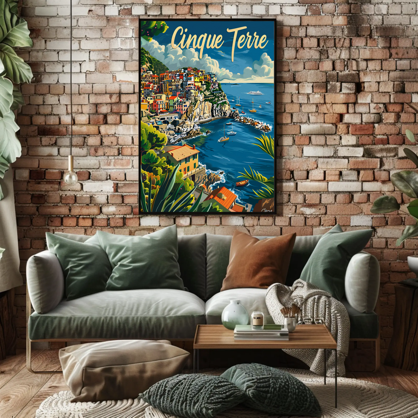 Cinque Terre Colorful Cliffside Coastline Italy Travel Poster