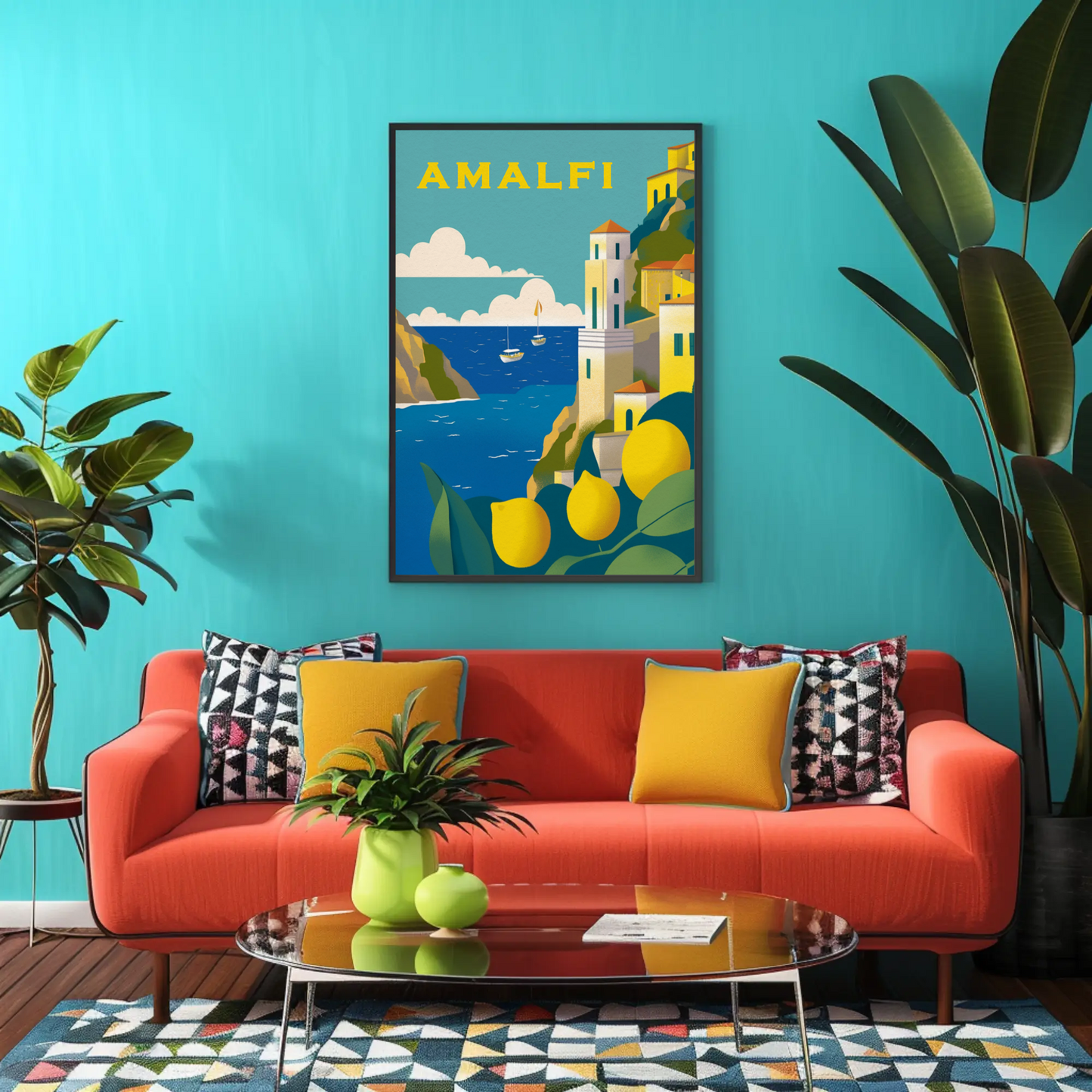 Amalfi Italy Vintage Travel Poster
