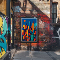 Vibrant NYC Skyline Poster For Urban Art Lovers Geometric