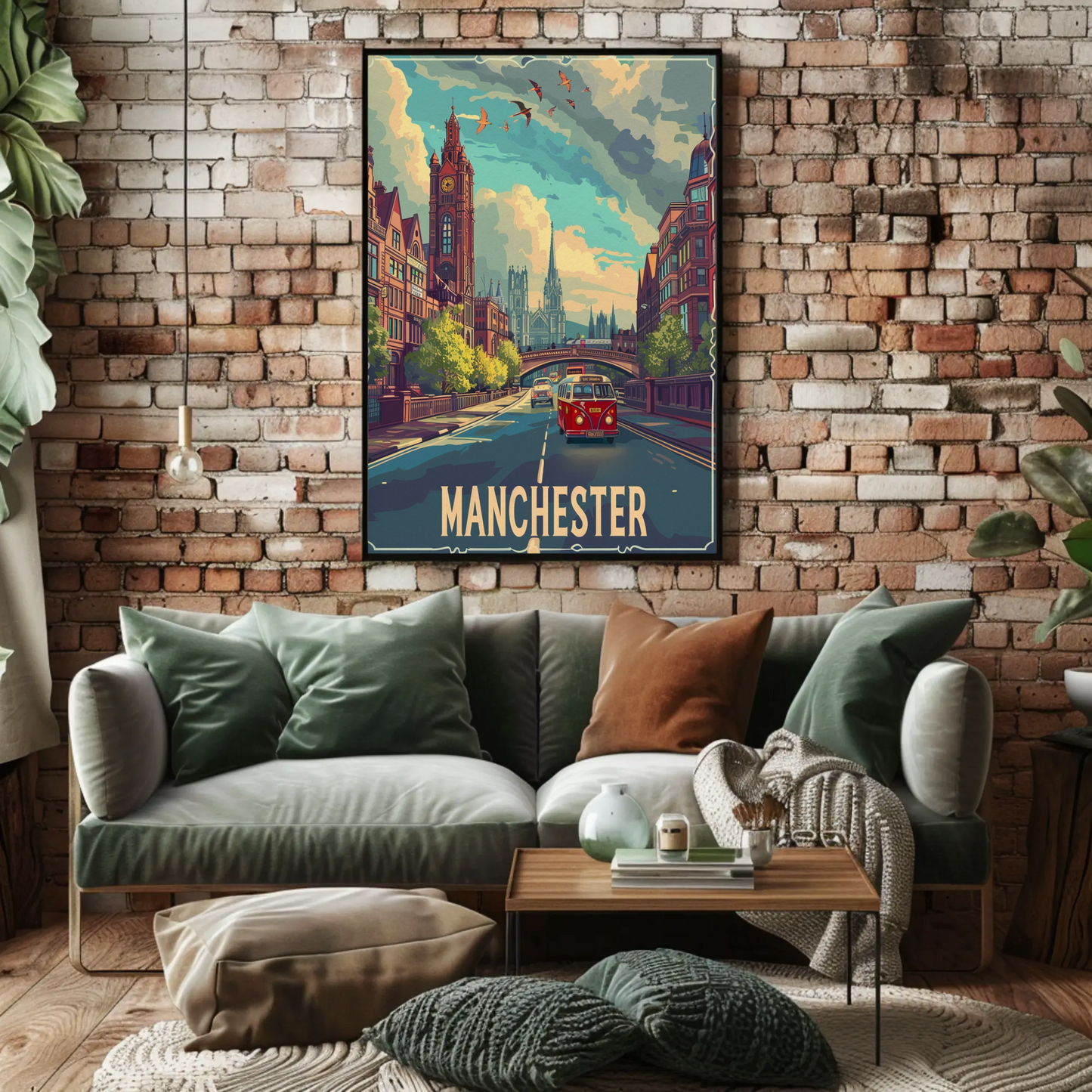 Manchester City Streetscape Travel Poster