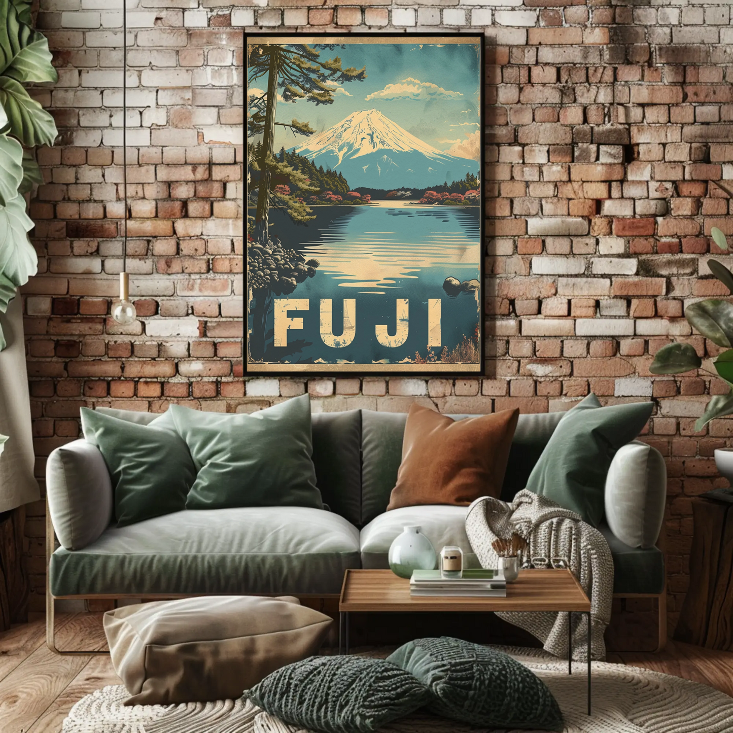 Fuji Mountain Lake Reflection Travel Poster