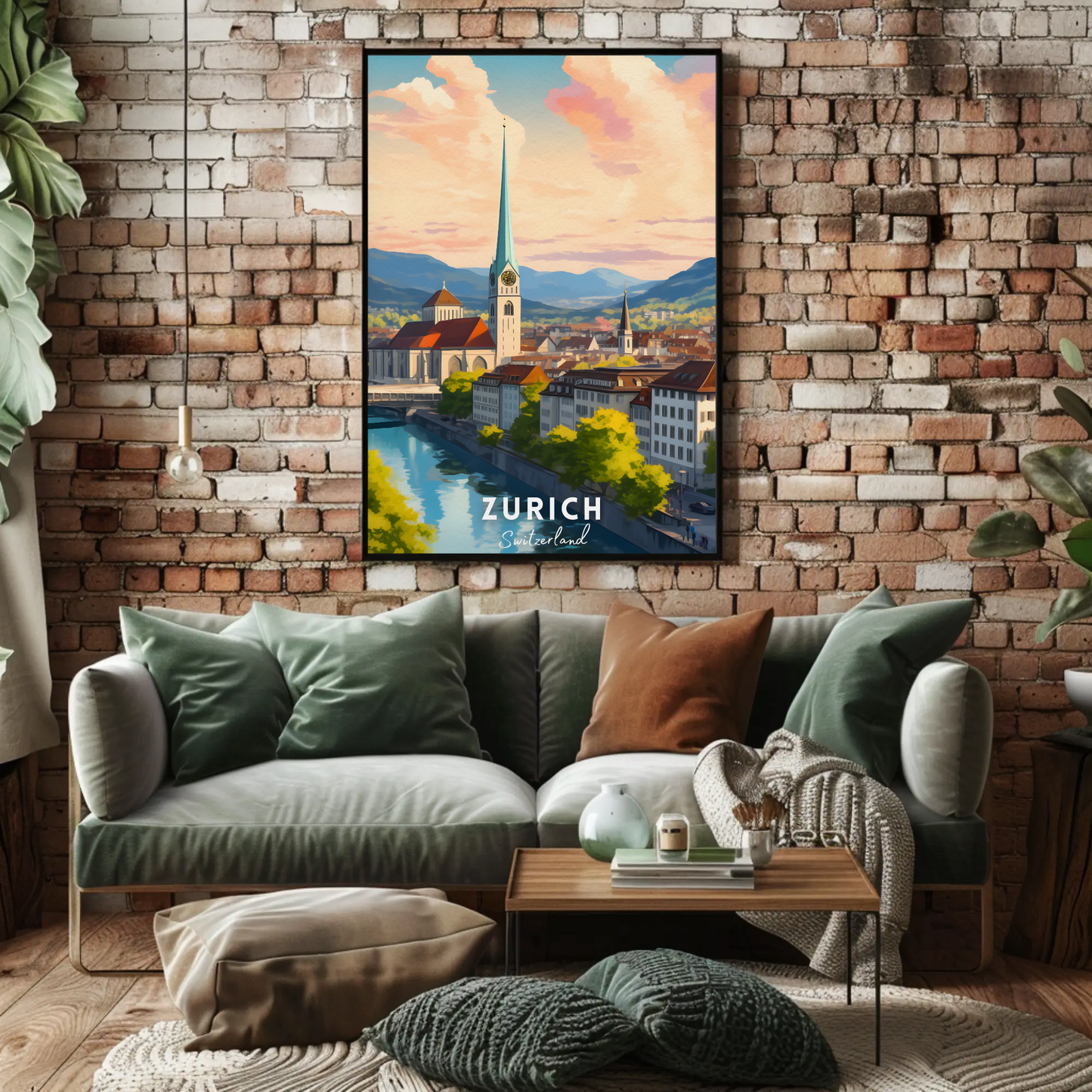 Zurich River Reflection Travel Poster