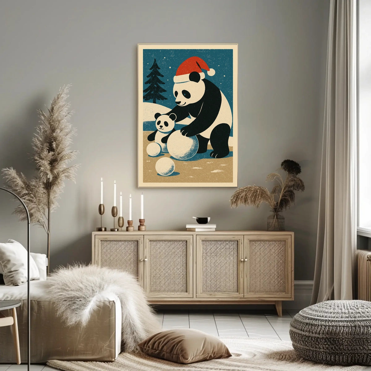 Pandas Winter Scene Poster