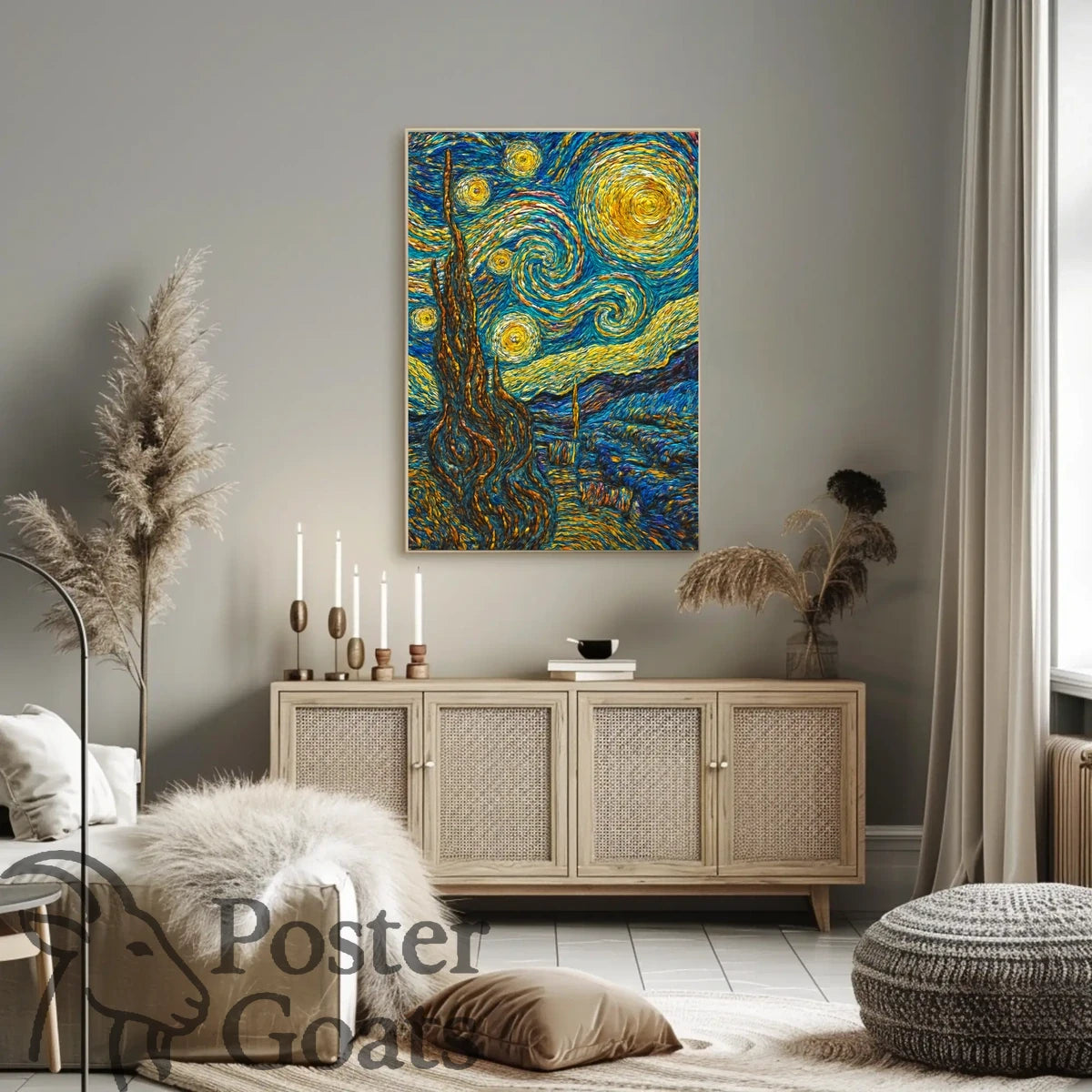 Starry Night Inspired Artistic Poster
