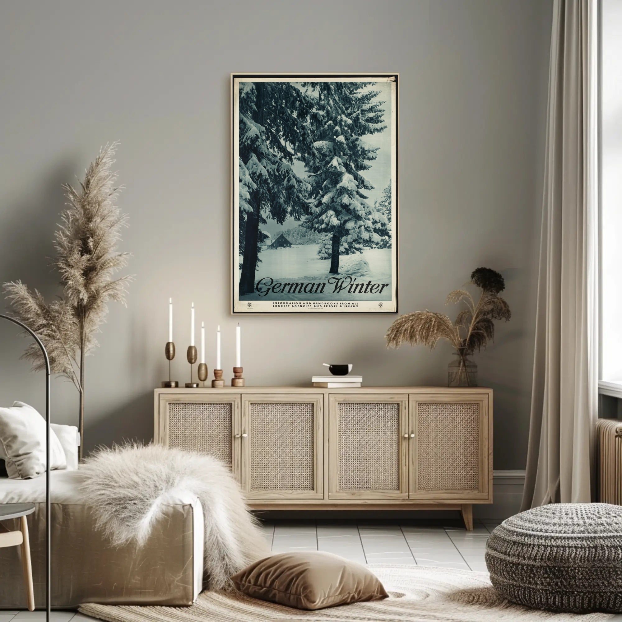 Serene Snowy Landscape Vintage Travel Poster PosterGoat