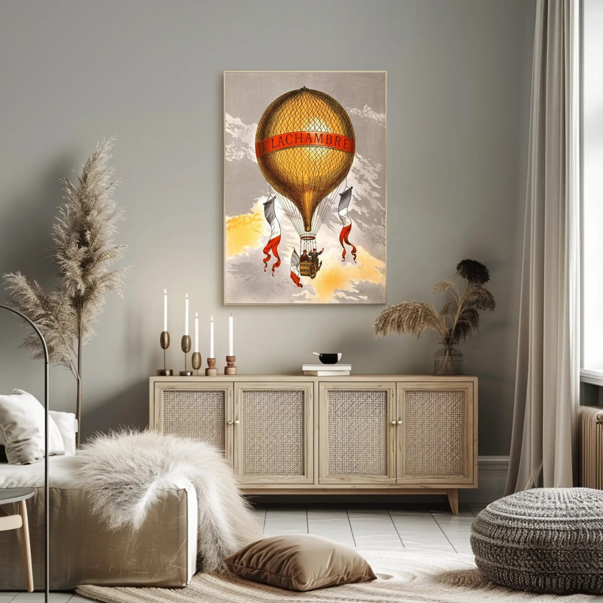 Vintage Hot Air Balloon Illustration Poster PosterGoat