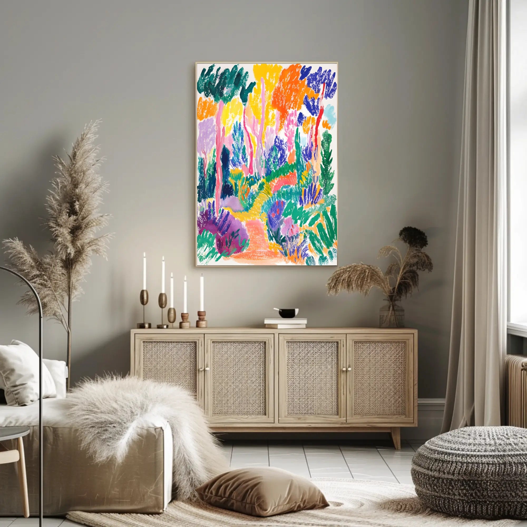 Vibrant Expressionist Garden Scene - Artistic Poster