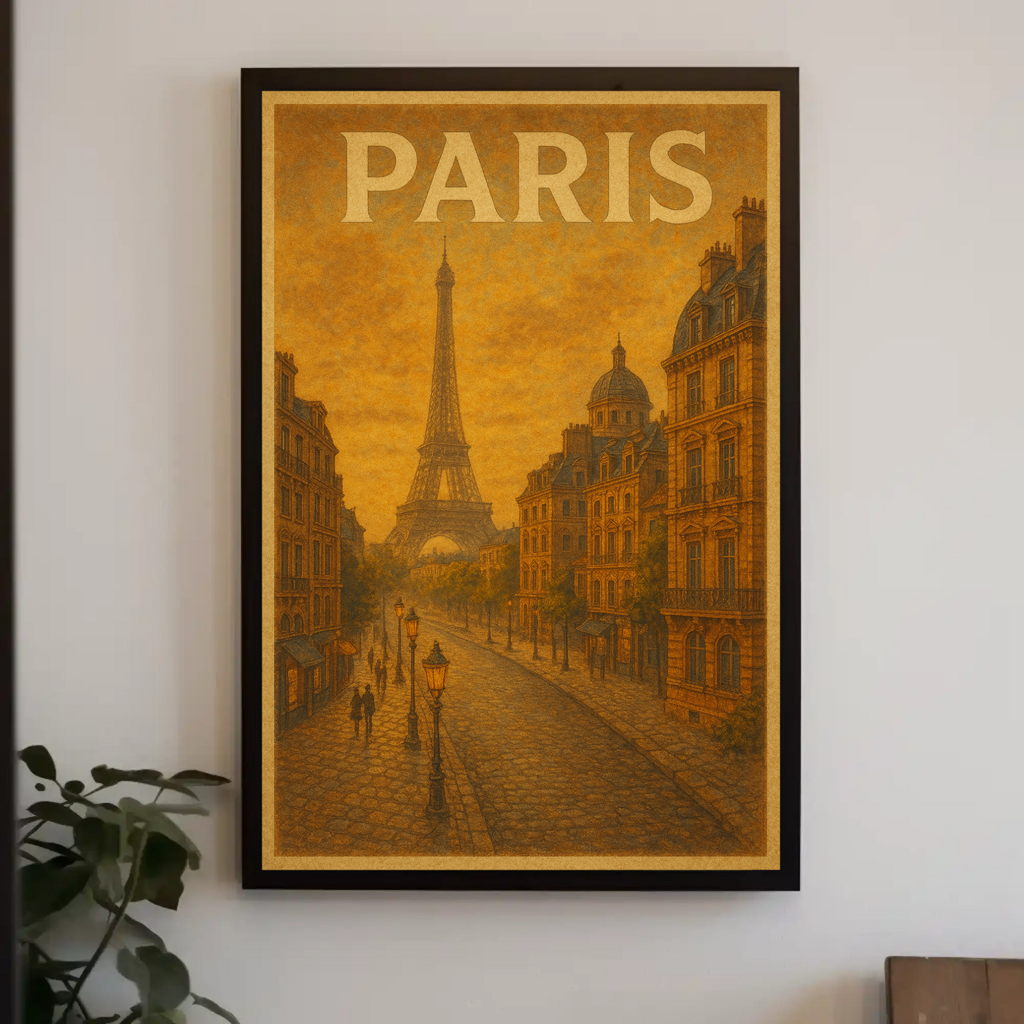 Paris Eiffel Tower Vintage Evening Poster