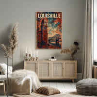 Louisville Clock Tower Cityscape Vintage Expressionism Poster