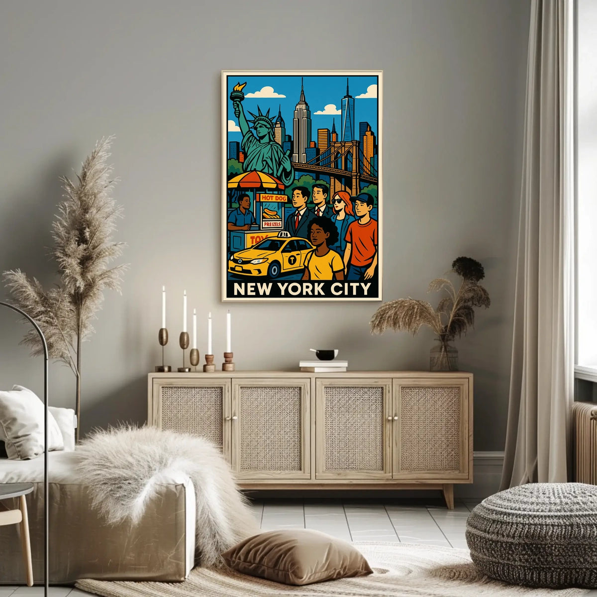 New York City Skyline Panorama Poster Modern Wall Art