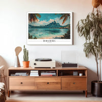Bora Bora Vintage Travel Illustration Poster