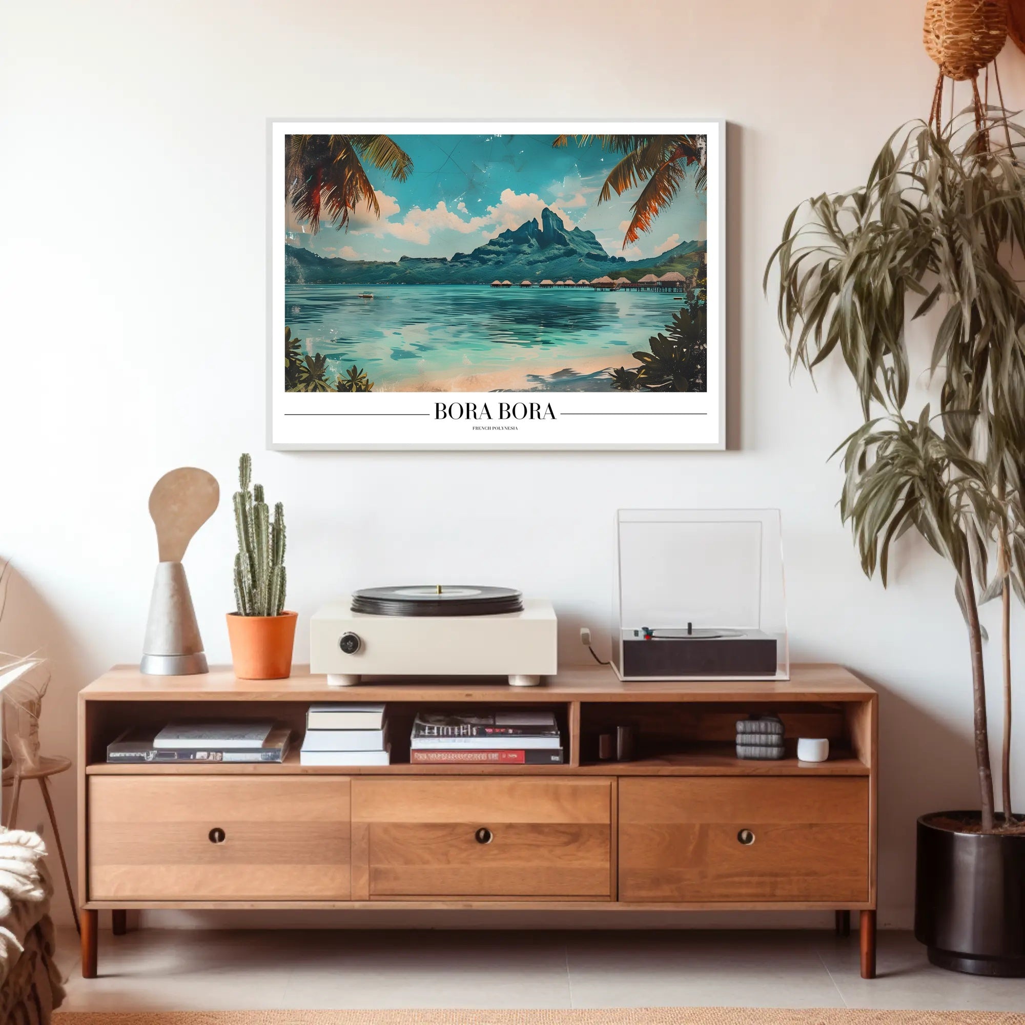 Bora Bora Vintage Travel Illustration Poster