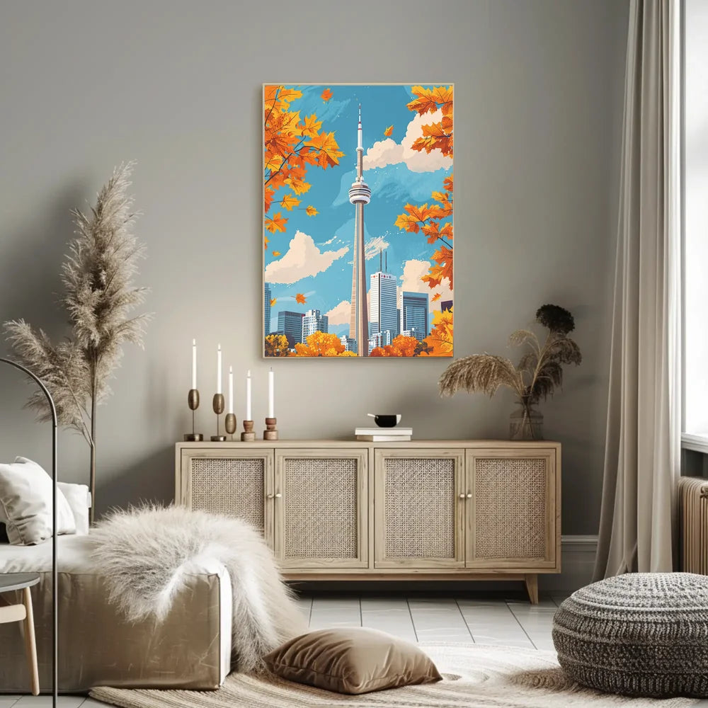 Toronto CN Tower Autumn Skyline Poster Art