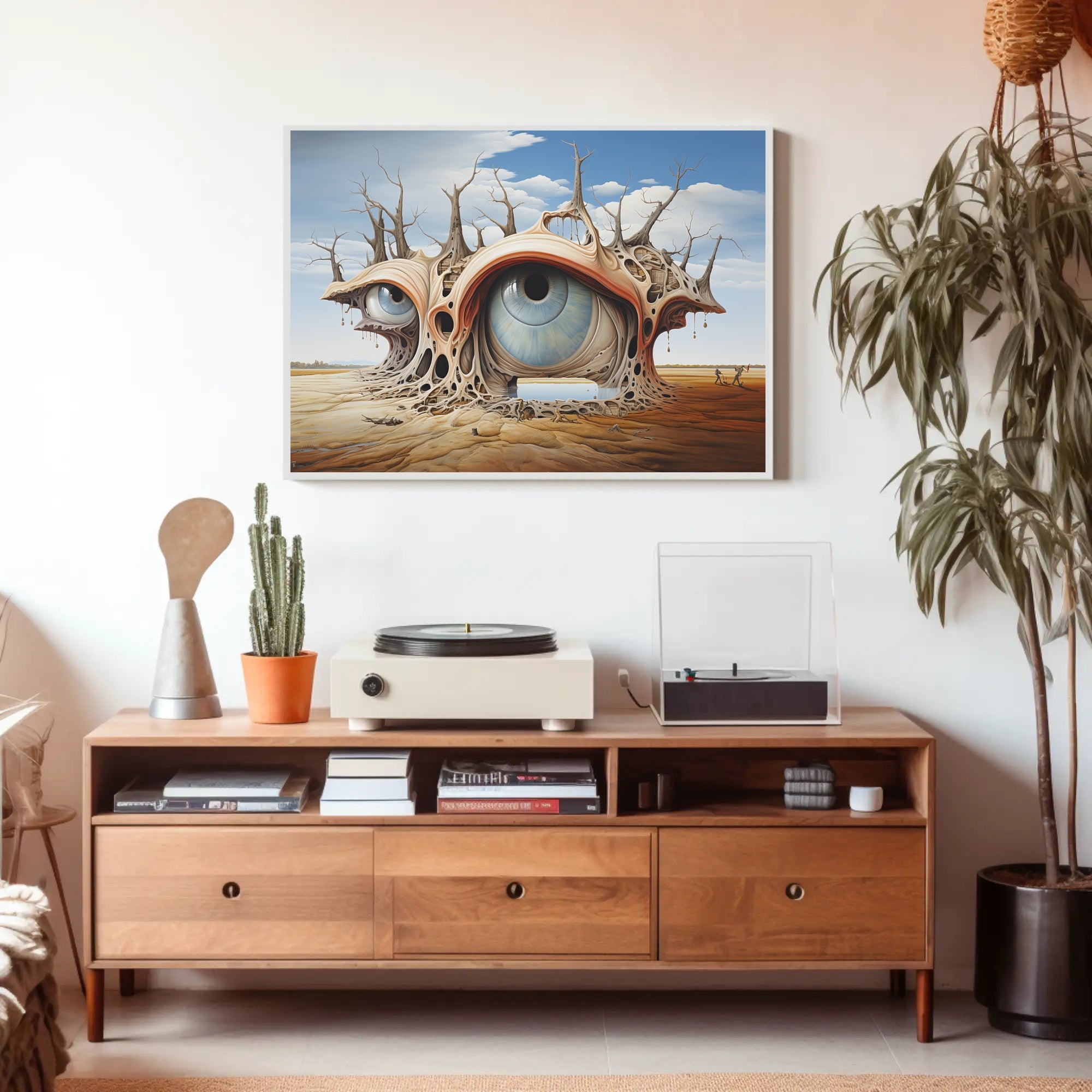 Surreal Desert Eye Art in Artistic Poster
