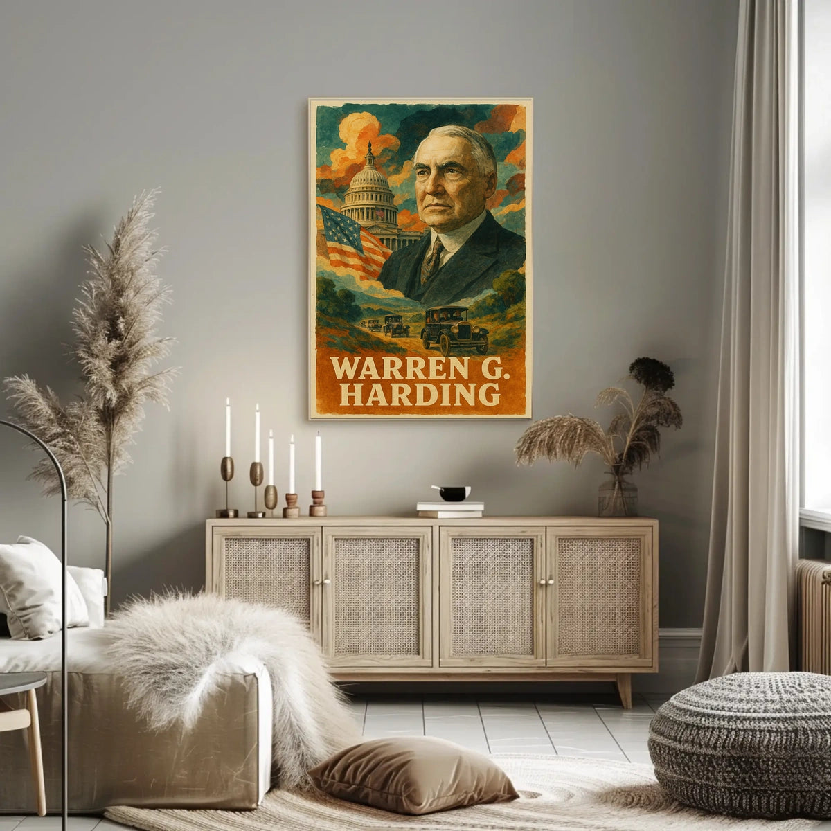 Warren G. Harding 29th President of the United States Layered Digital Collage Poster