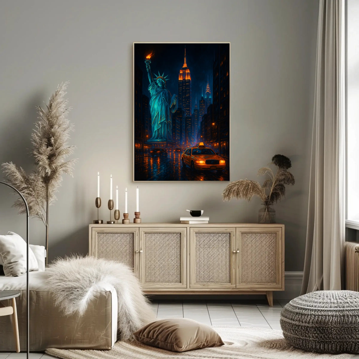 New York City Nightscape Skyline Poster Modern Wall Art