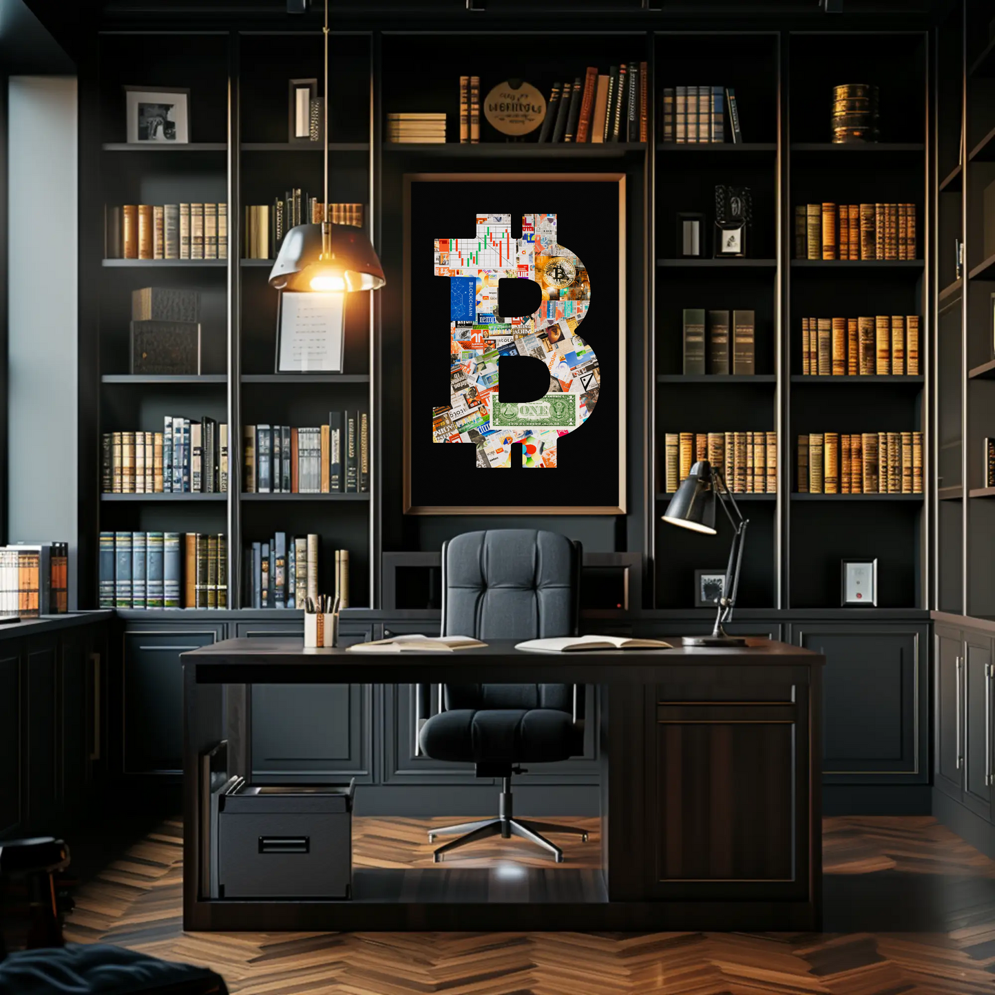 Bitcoin Cryptocurrency Collage Bold Modern Poster Artwork